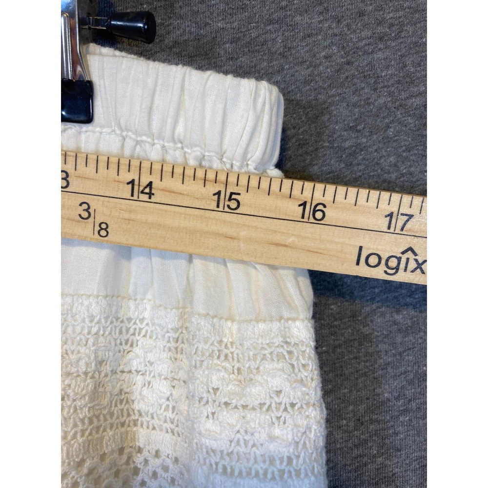 Kyra White Cotton Eyelet Lace Maxi Skirt Elastic Waist Boho Cottagecore Large - Picture 6 of 12